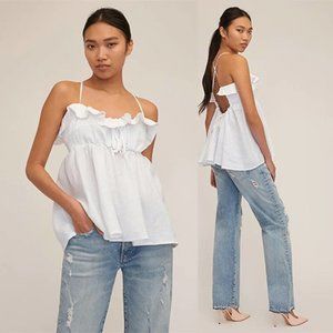 Marissa Webb Jayce Bodiced Linen Laced Empire Top White Size: Small NWT